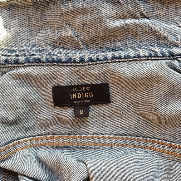 J Crew Indigo Jean Jacket, Distressed, Sz Medium - Picture 4 of 5